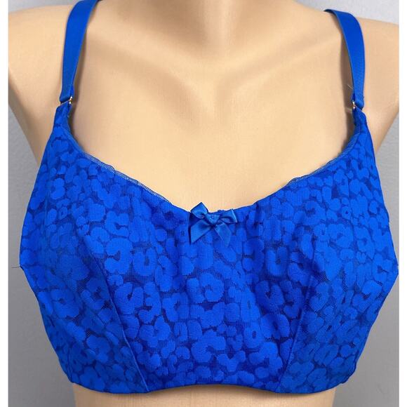 New Savage X Fenty Unlined Leopard Lace Bra Size 42C Blue Underwire Sexy NWT - Picture 1 of 8